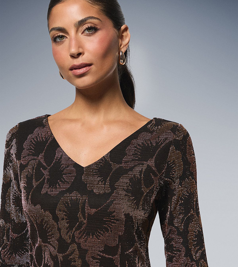 Occasion Glitter Jersey Ruffle Shift Mini Dress