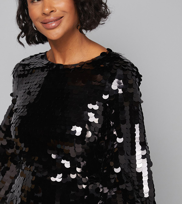 Sequined Tie Back Midaxi Dress