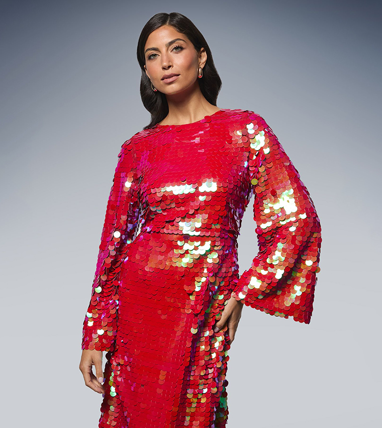 Sequined Tie Back Midaxi Dress