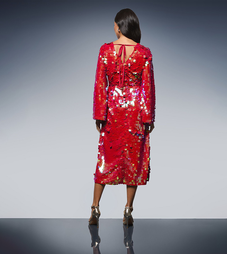 Sequined Tie Back Midaxi Dress