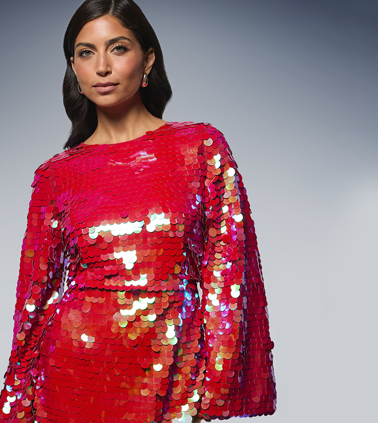 Sequined Tie Back Midaxi Dress