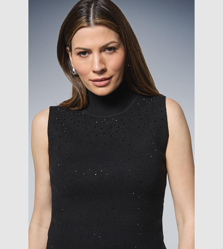Embellished Turtleneck Top