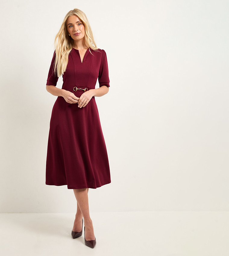 Petite Ponte Snaffle Trim Midi Dress
