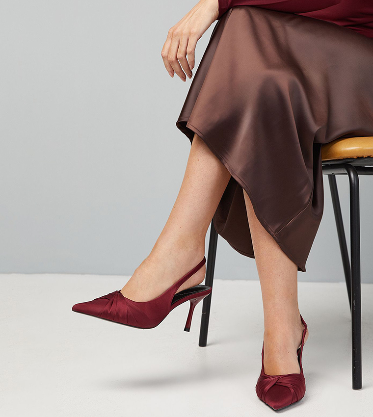 Fern Satin Twist Slingback High Stiletto Heel Pumps