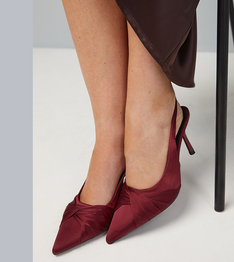Fern Satin Twist Slingback High Stiletto Heel Pumps