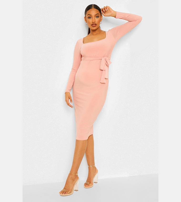 Dusky pink long orders sleeve dress