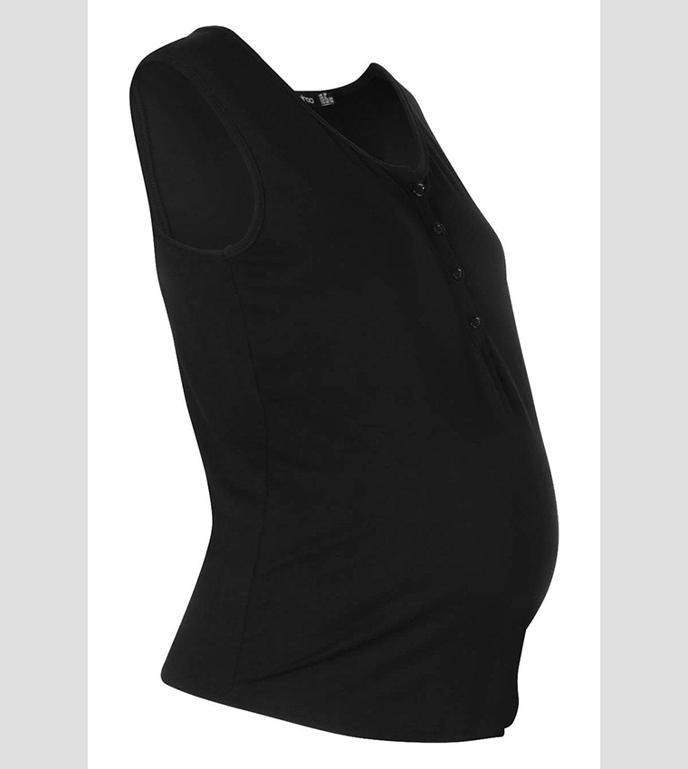 Buy Boohoo Maternity Nursing Button Front Top In Black