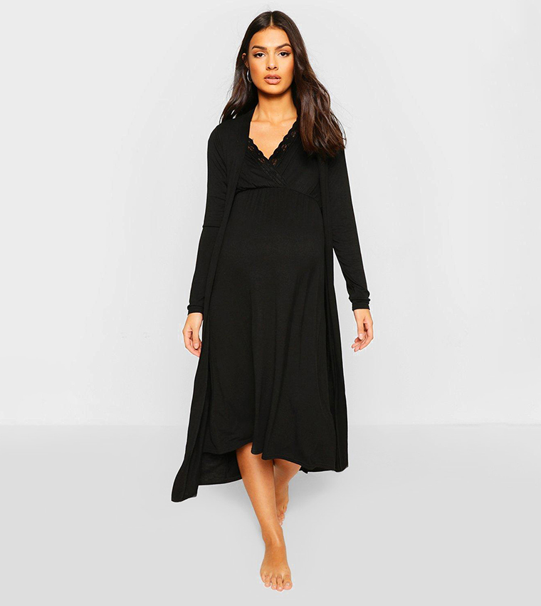 Maternity Nursing Night Dress and Robe Set