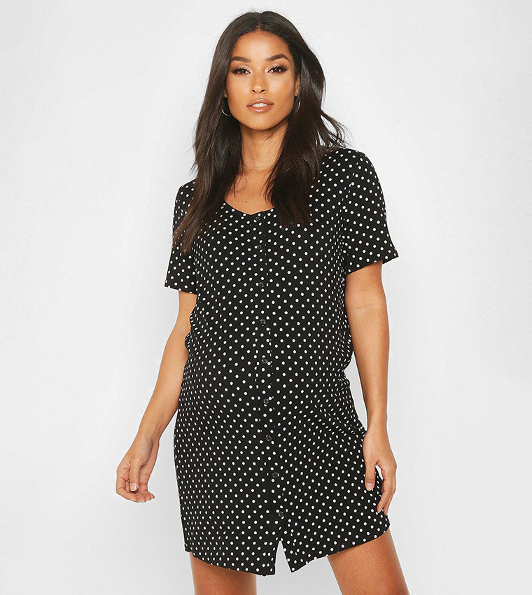 Boohoo satin best sale polka dot dress