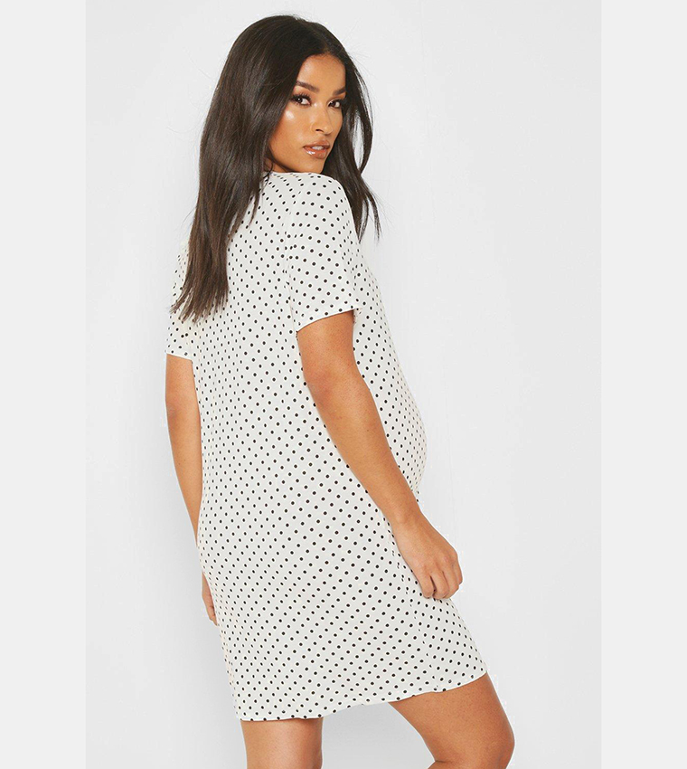 Polka dot button front cheap dress