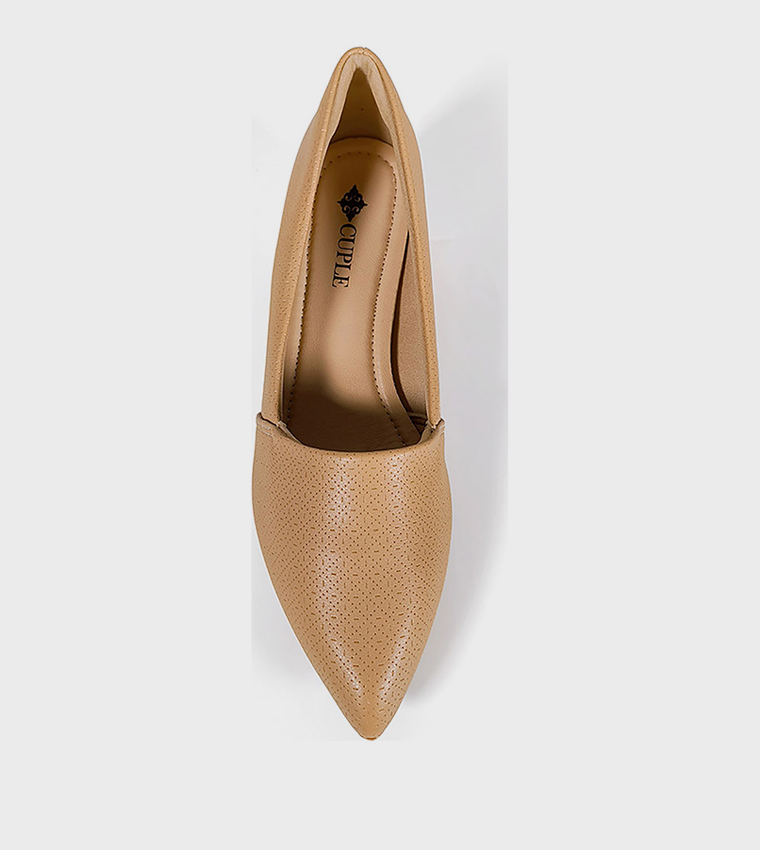 Textured Pointed Toe Pumps