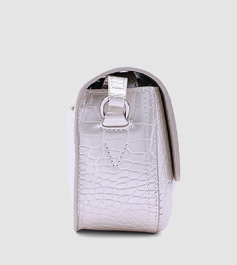 Metal Accent Clutch with Crossbody Strap