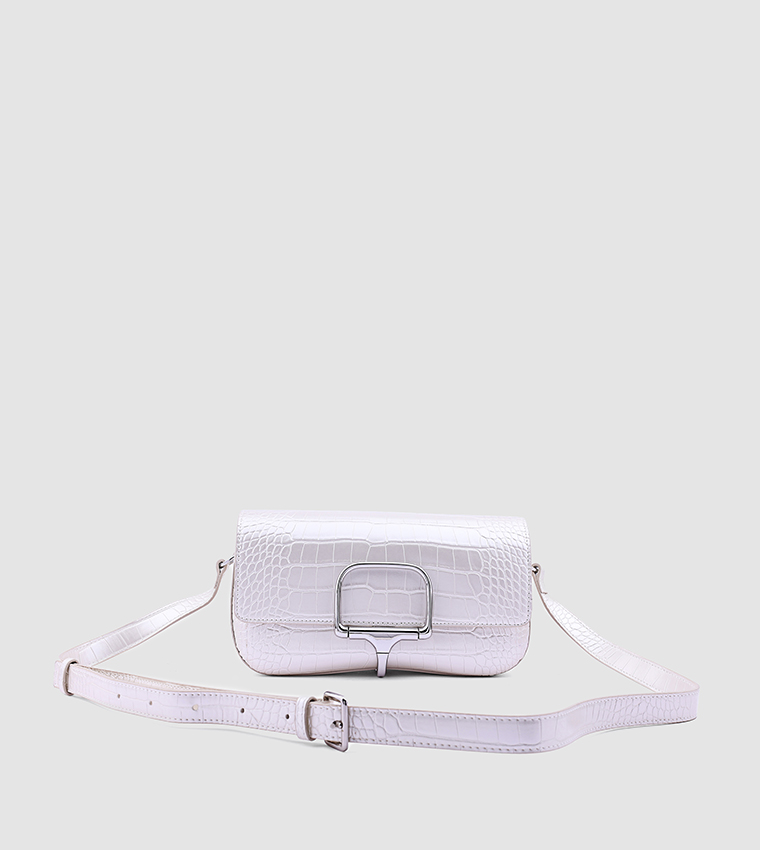 Metal Accent Clutch with Crossbody Strap