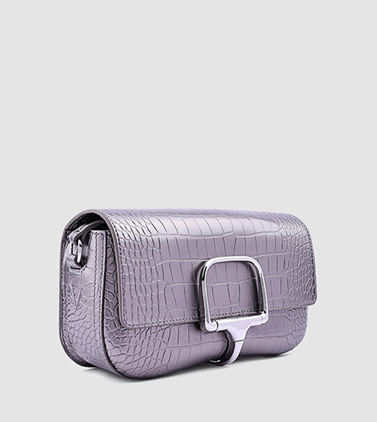 Metal Accent Clutch with Crossbody Strap