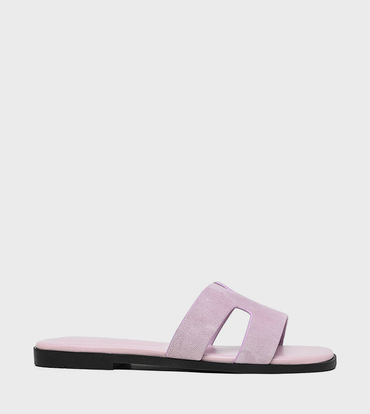 Textured Cut-Out Flat Sandals