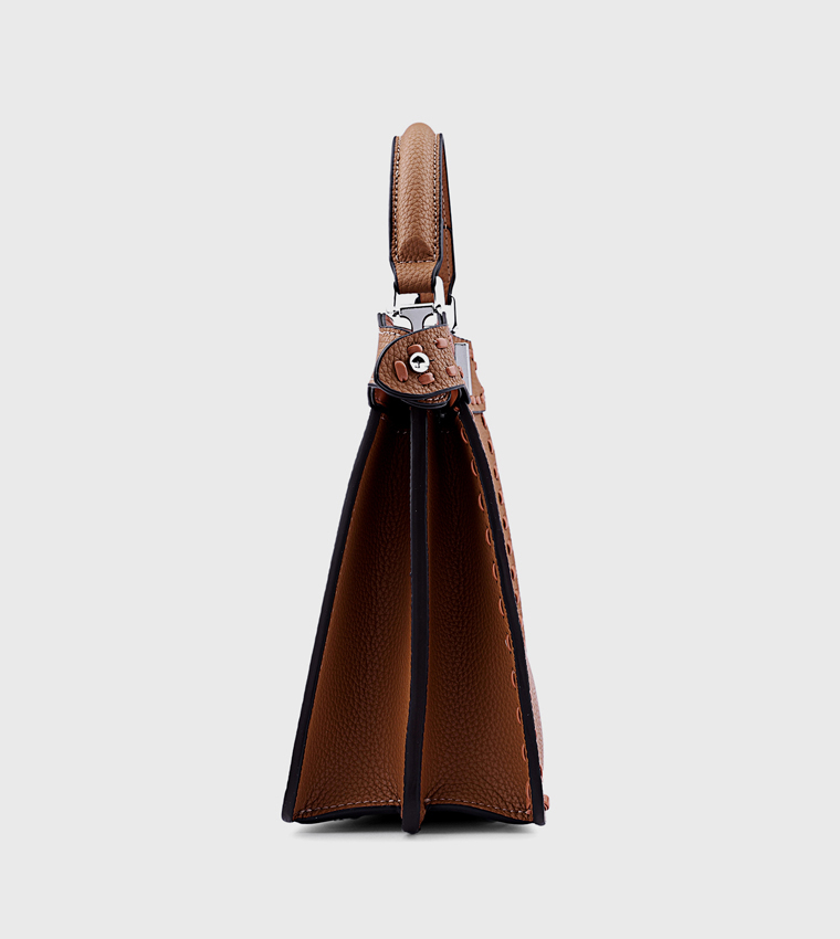 Textured Top Handle Bag with Crossbody Strap