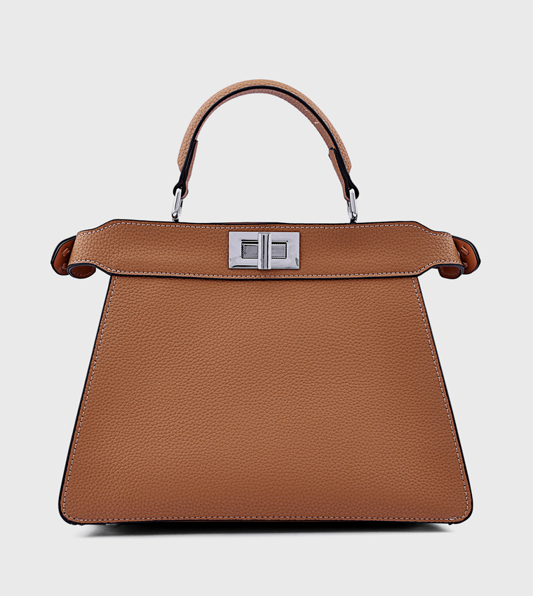 Textured Top Handle Bag with Crossbody Strap