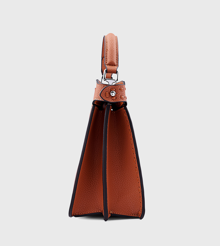 Textured Top Handle Bag with Crossbody Strap