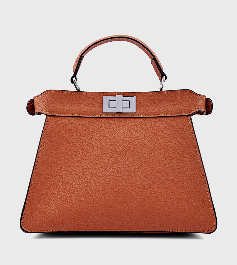 Textured Top Handle Bag with Crossbody Strap