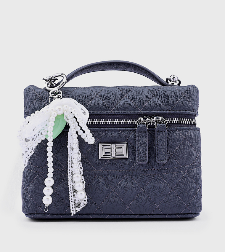 Quilted Top Handle Bag with Crossbody Strap