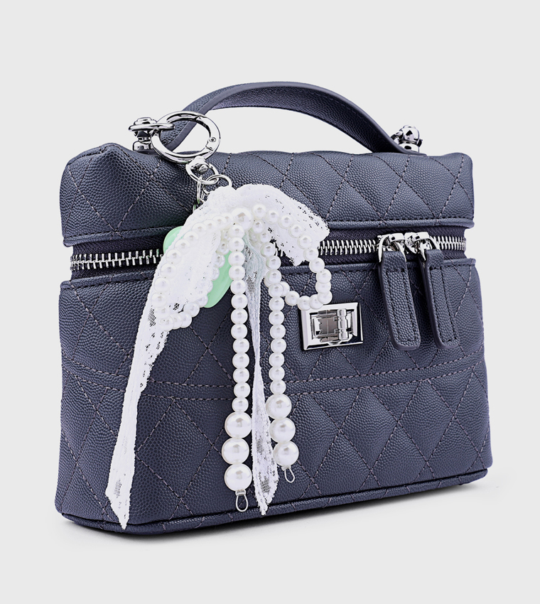 Quilted Top Handle Bag with Crossbody Strap