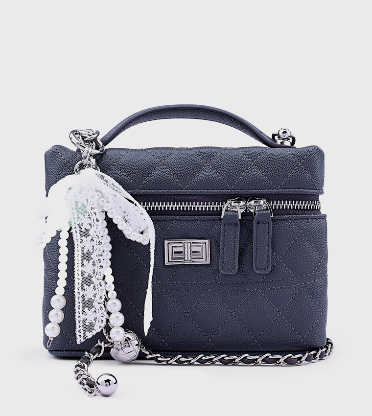 Quilted Top Handle Bag with Crossbody Strap