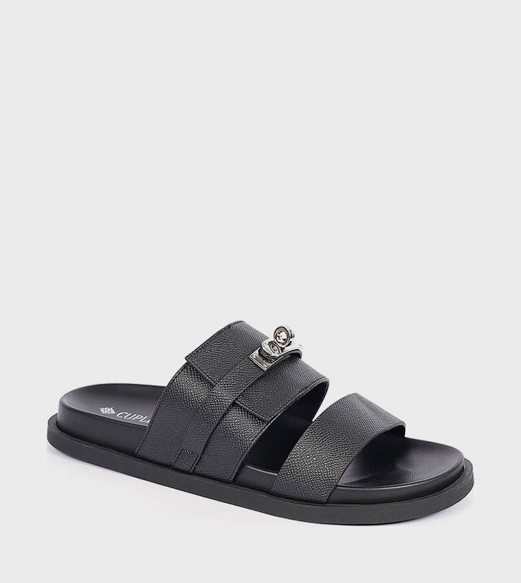 Textured Open Toe Comfort Sandals