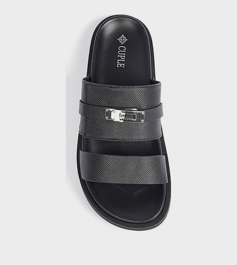 Textured Open Toe Comfort Sandals