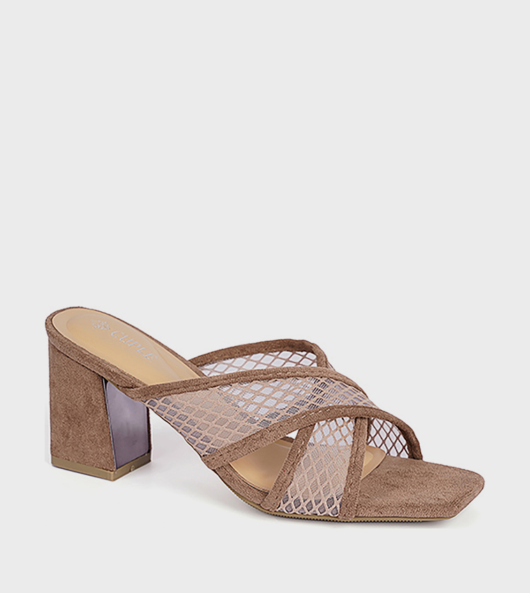 Criss-Cross Block Heel Sandals