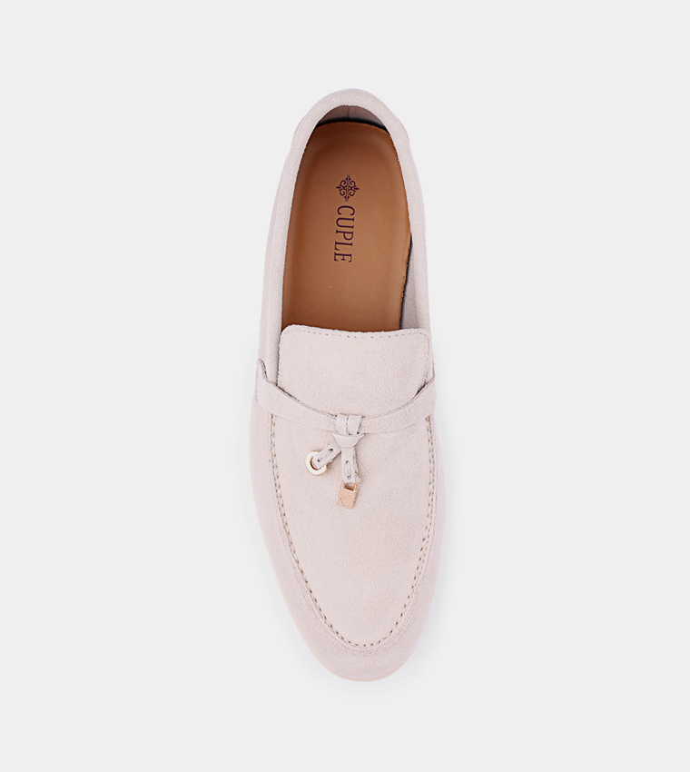 Solid Round Toe Suede Loafers