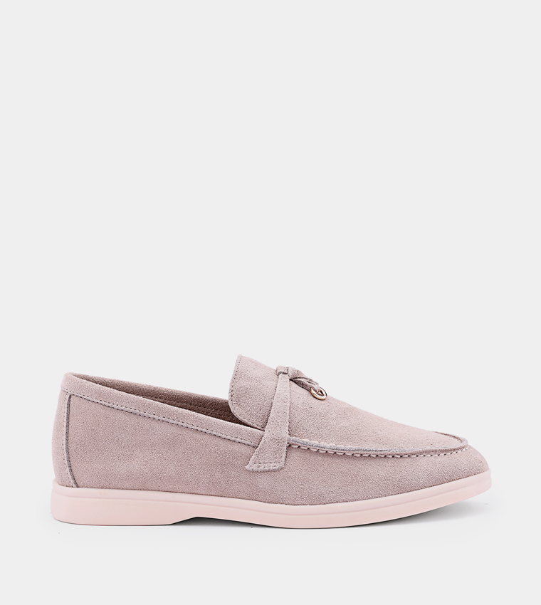 Solid Round Toe Suede Loafers