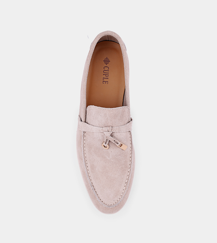 Solid Round Toe Suede Loafers
