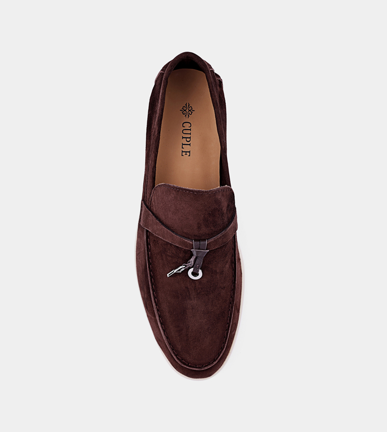 Solid Round Toe Suede Loafers