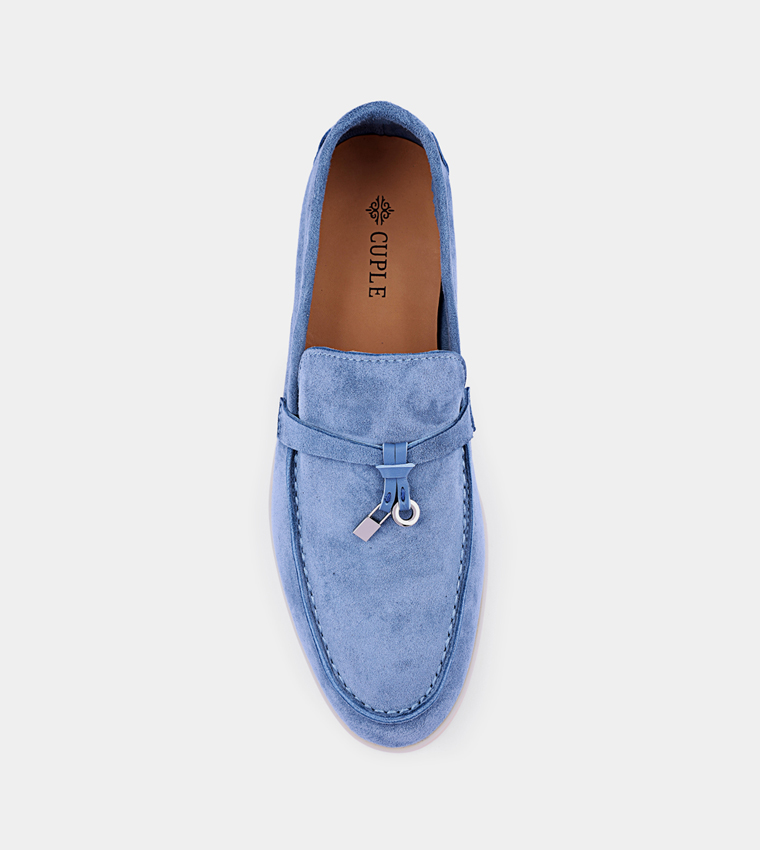 Solid Round Toe Suede Loafers