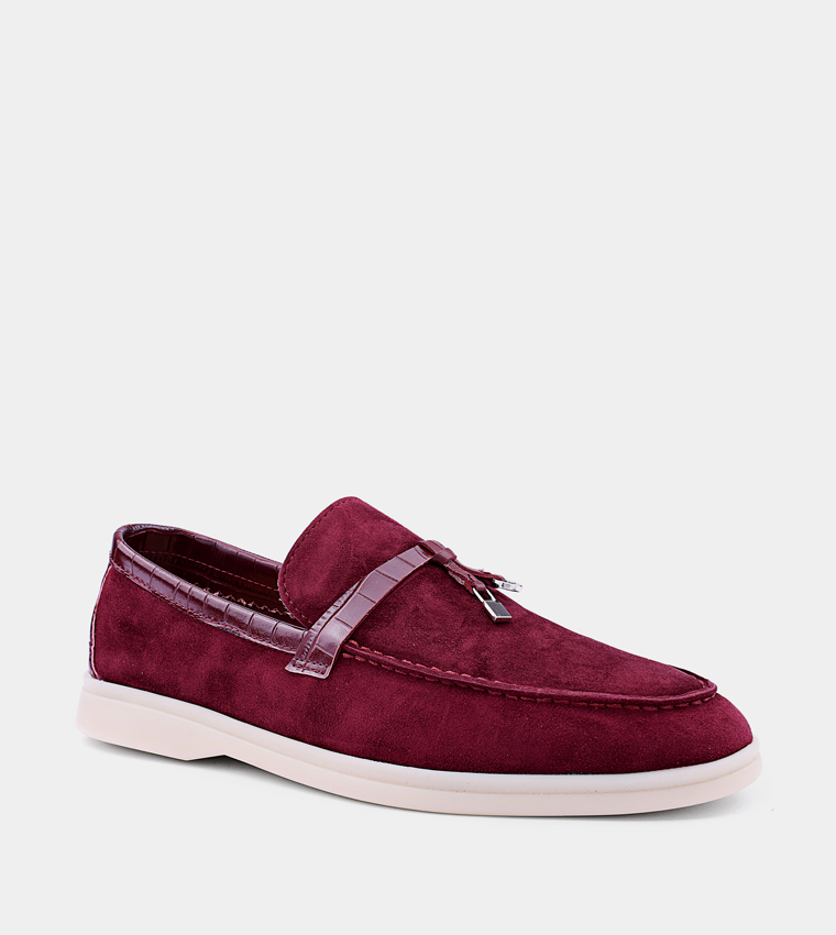 Solid Round Toe Suede Loafers