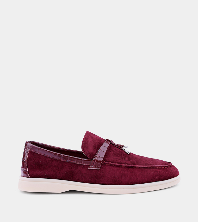 Solid Round Toe Suede Loafers