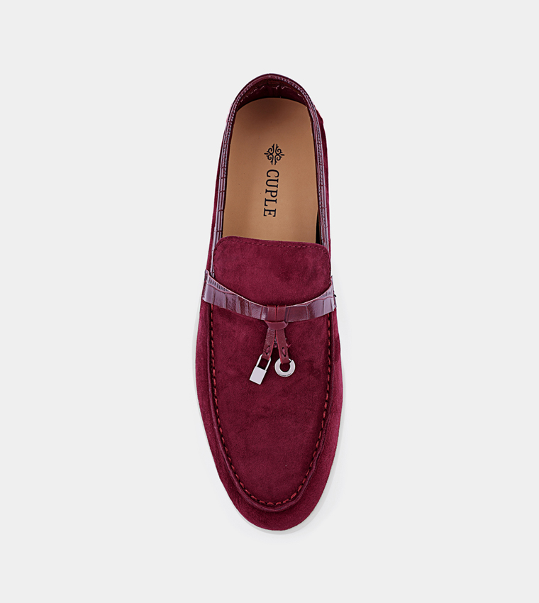 Solid Round Toe Suede Loafers