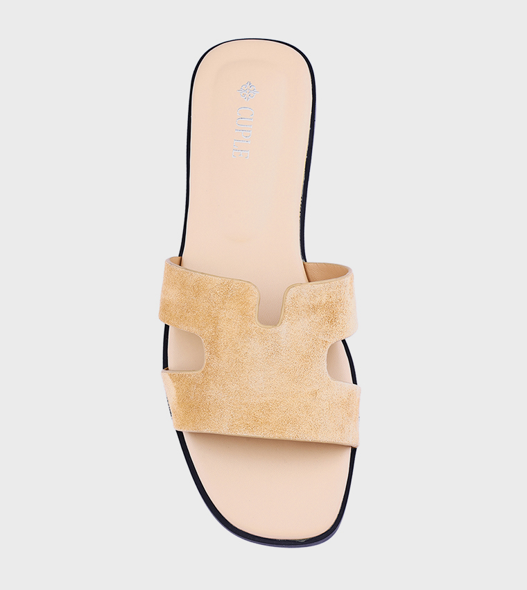 Textured Open Toe Flat Sandals