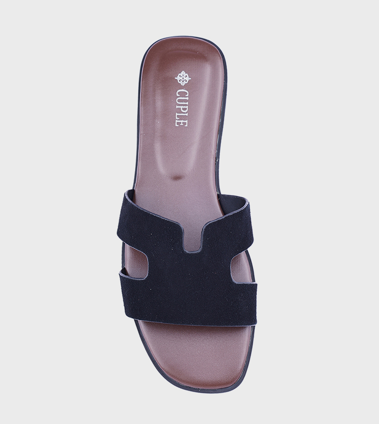 Textured Open Toe Flat Sandals