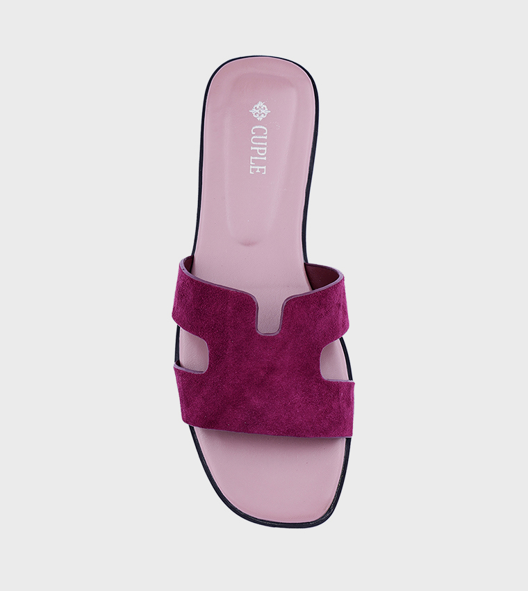 Textured Open Toe Flat Sandals