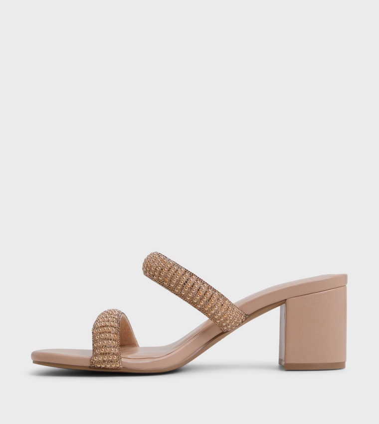 CALIANAA Embellished Block Heel Sandals