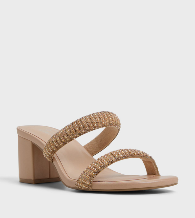CALIANAA Embellished Block Heel Sandals