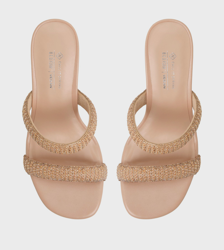 CALIANAA Embellished Block Heel Sandals