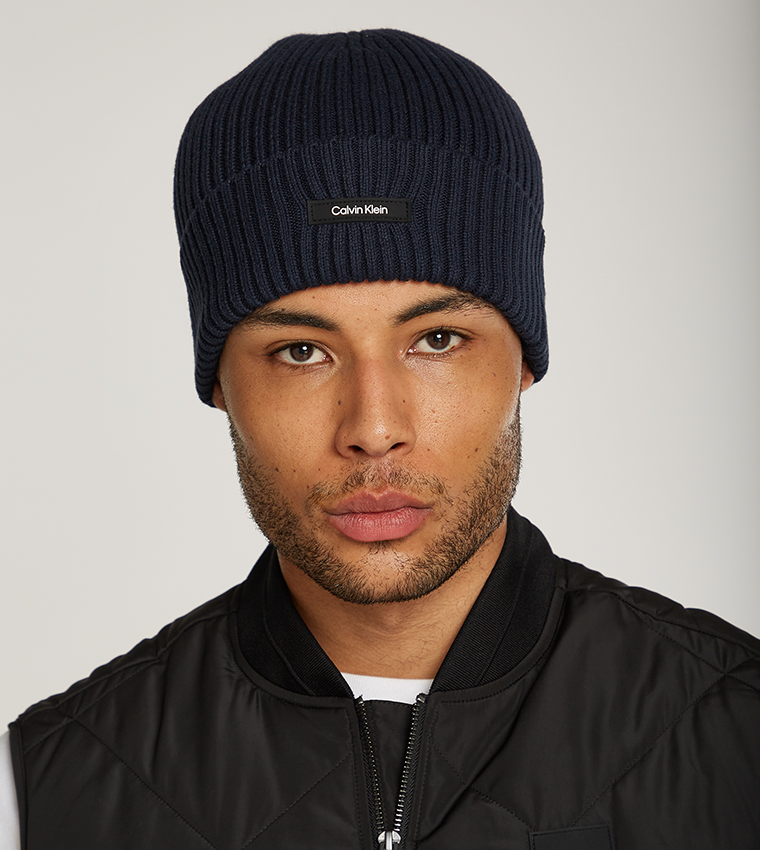 Ribbed Logo Badge Beanie