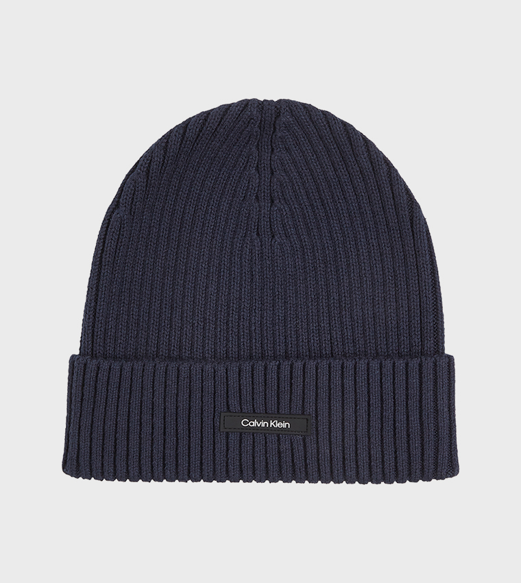 Ribbed Logo Badge Beanie