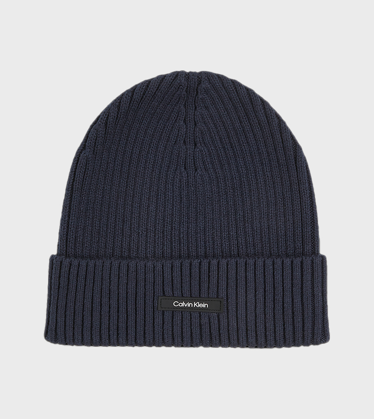 Ribbed Logo Badge Beanie