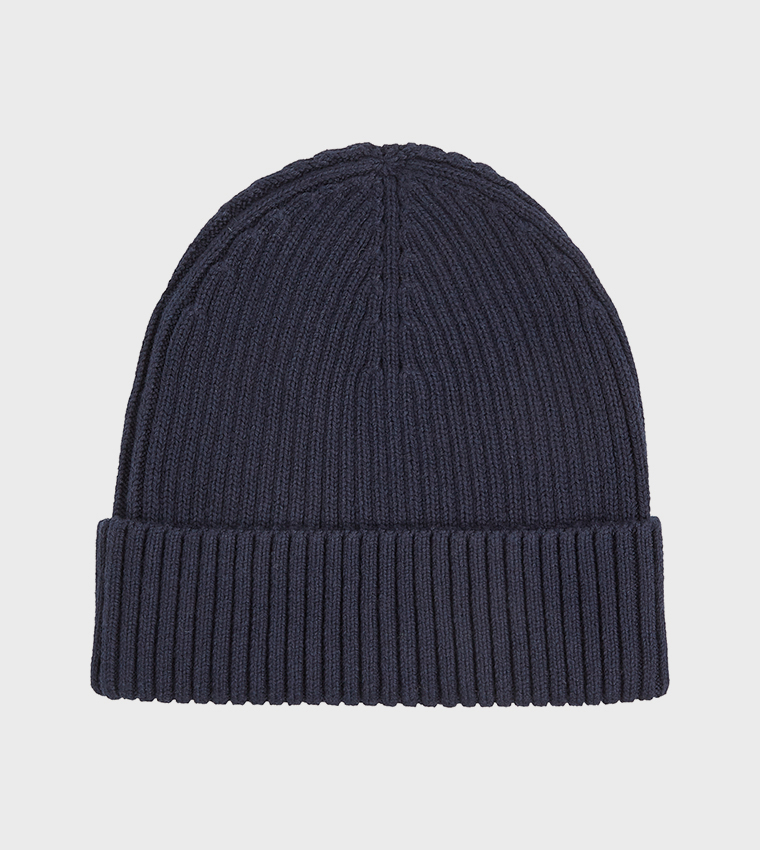 Ribbed Logo Badge Beanie