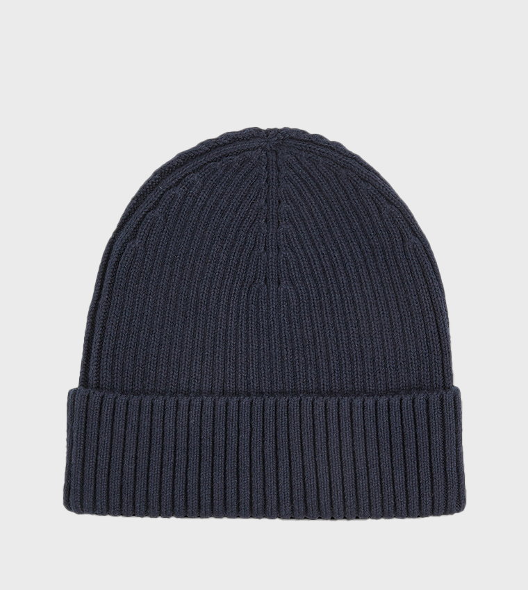 Ribbed Logo Badge Beanie