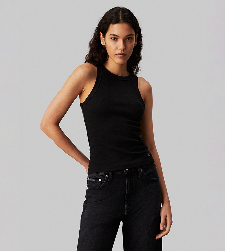 Ribbed Crew Neck Tank Top