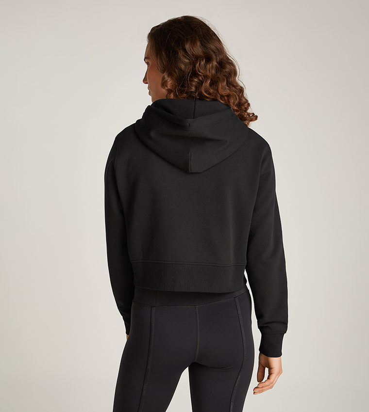 Solid Long Sleeves Crop Hoodie